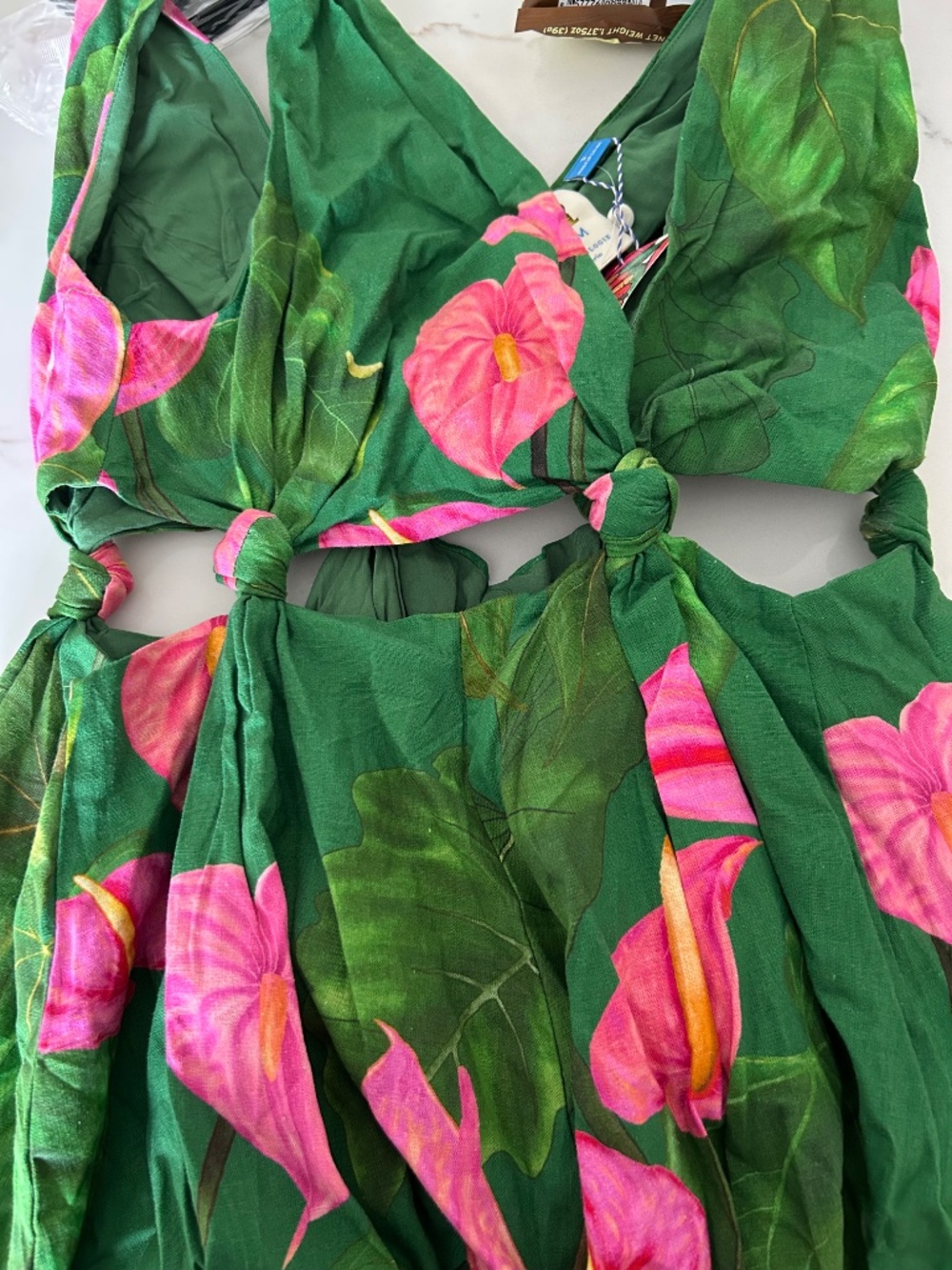 Farm Rio floral green and pink tropical dress - Picture 3 of 4